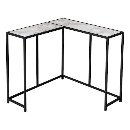 Monarch Specialties Accent Table, Console, Entryway, Narrow, Corner, Living Room, Bedroom, Metal, White Marble Look I 2159